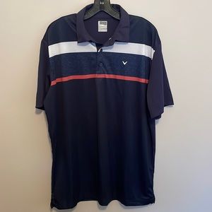 Men’s Callaway Opti-Dri Navy Blue Striped Polo